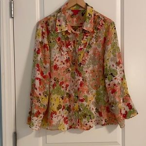 Sunny Leigh Sheer Blouse with flared sleeves